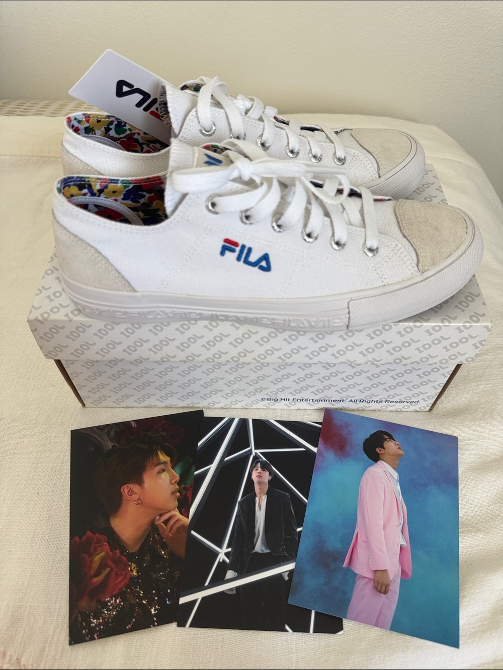 FILA x BTS Festivo ‘91 Idol JIN Lace Up White Canvas Sneaker in Original Box W7